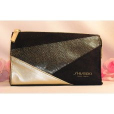 Shiseido Makeup Bag Cosmetic Case Purse Color Black and Gold for Home Travel